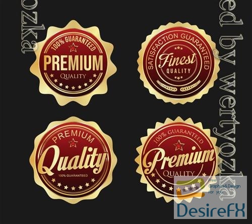 Vector collection of gold and red badges and labels vector illustration