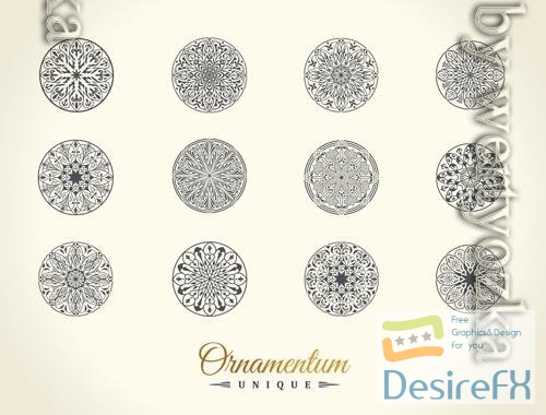 Vector eastern round ornament for yoga labels