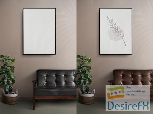 Adobestock - Picture Frame Sofa Mockup on the Wall 442400512