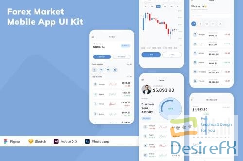Forex Market Mobile App UI Kit SMT9HQB