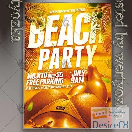 Psd beach party flyer design templates
