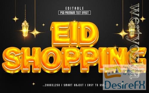 PSD eid shopping 3d editable psd text effect style
