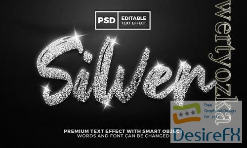 PSD luxury silver glitter shiny editable text effect