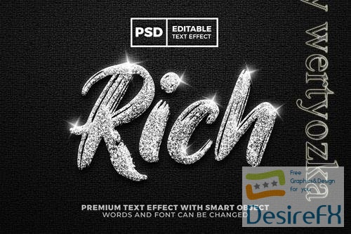 PSD rich silver glitter luxury editable text effect style