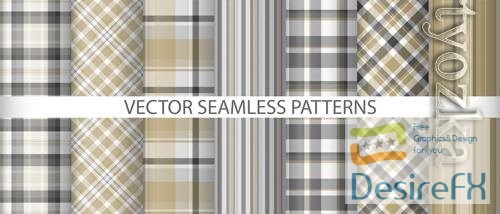 Vector set background plaid textile tartan check, vector fabric pattern texture seamless