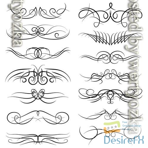 Vector set decorative curls swirls, borders, drawing elements