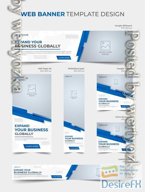 Vector set of social media web banner post design template, business web ad banner templates bundle