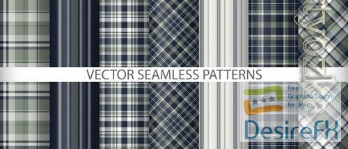 Vector set plaid fabric check pattern seamless tartan texture textile background