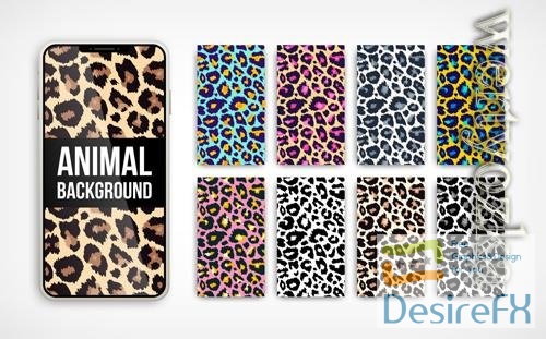 Vector trendy leopard abstract vertical background set