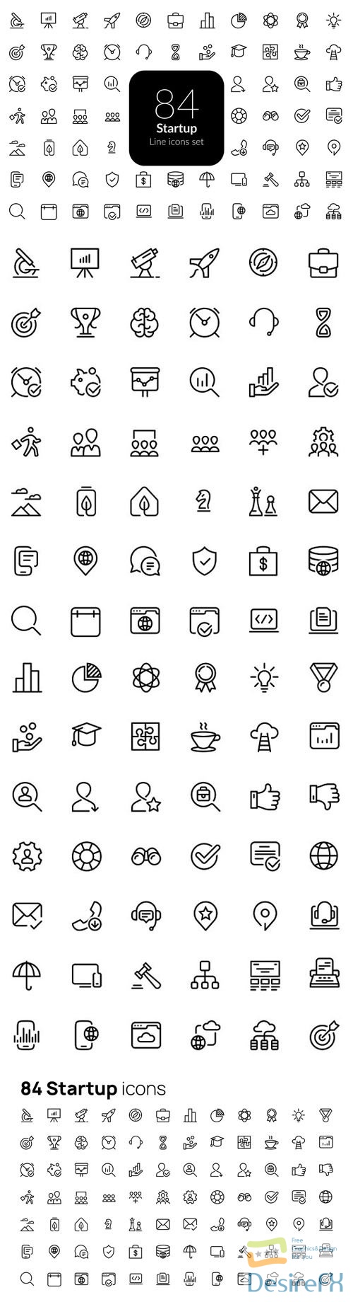 84 Startup Line Icons