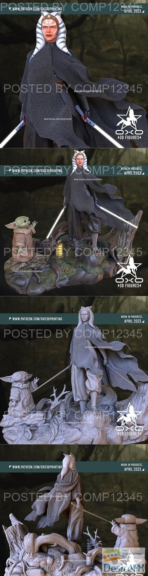 Download OXO3D - Ahsoka Tano and Baby Yoda 3D Print - DesireFX.COM