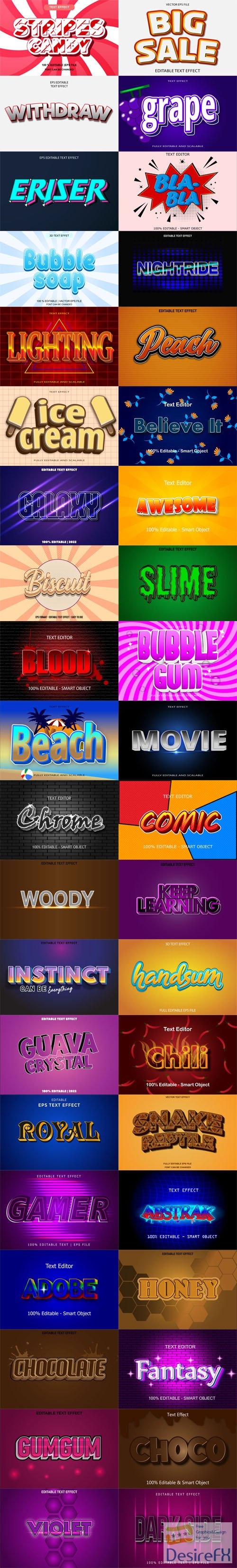 Download 40 Editable 3D Text Effects Vector Templates Pack - DesireFX.COM