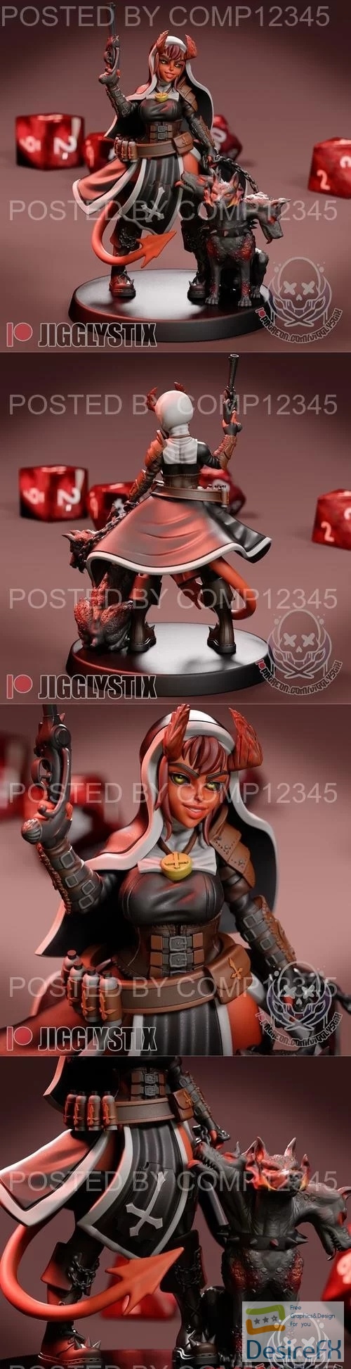 Demon Nun Huntress - Jigglystix 3D Print