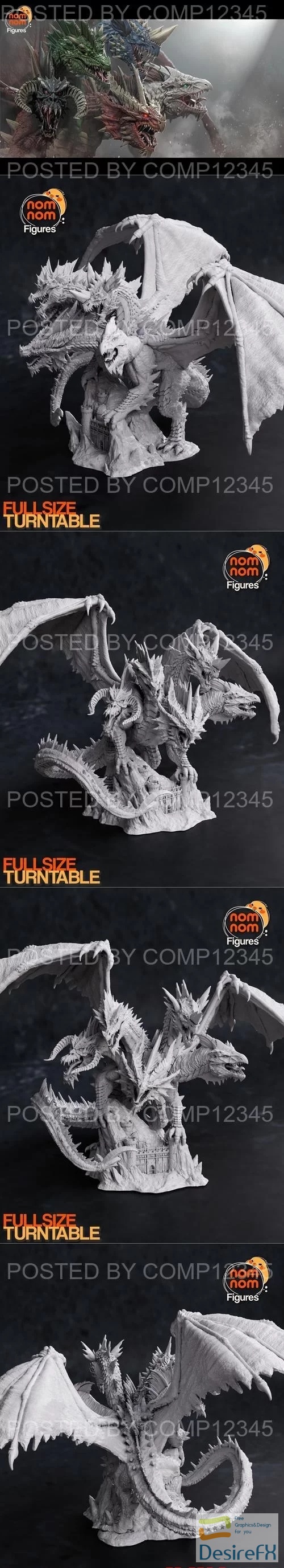 Download Nomnom Figures - Tiamat - Dungeons Dragons 3D Print - DesireFX.COM