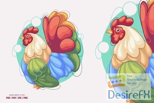 Rooster Color Illustration