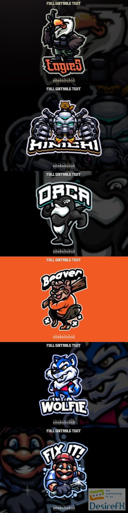 Download Vector Cartoon Character Logo Set - DesireFX.COM