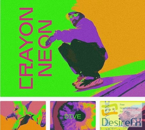 Crayon Neon Photo Effect - 26698101