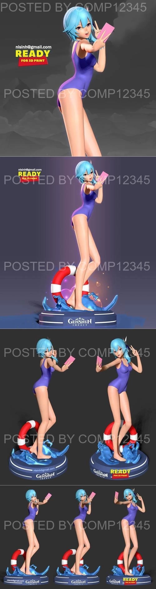 Eula in swimsuit - Genshin Impact Fanart 3D Print