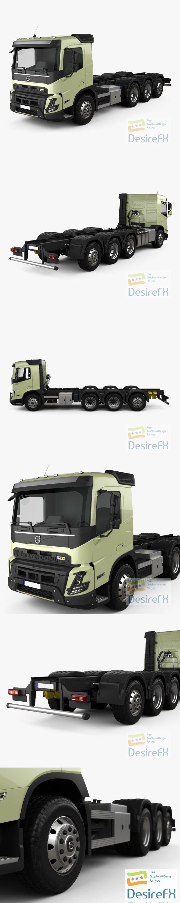 Volvo FMX Day Cab Chassis Truck 4-axle 2020 3D model