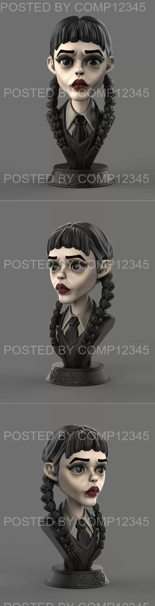 Wednesday Bust with Articulated Pigtails