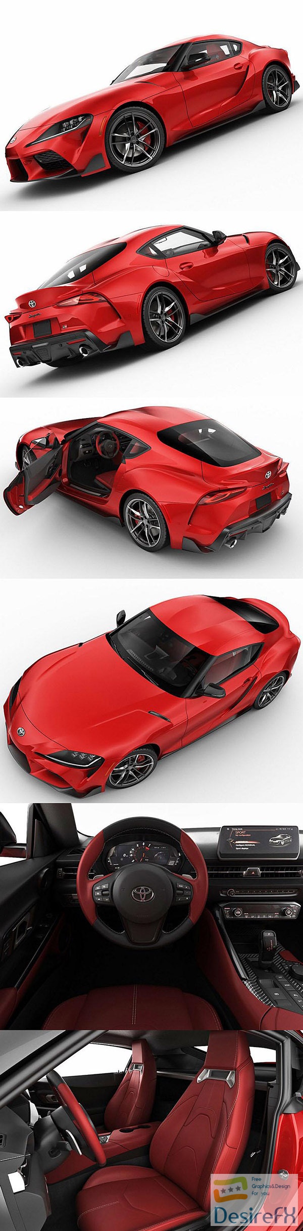 Toyota Supra 2020 With Interior 3D Model