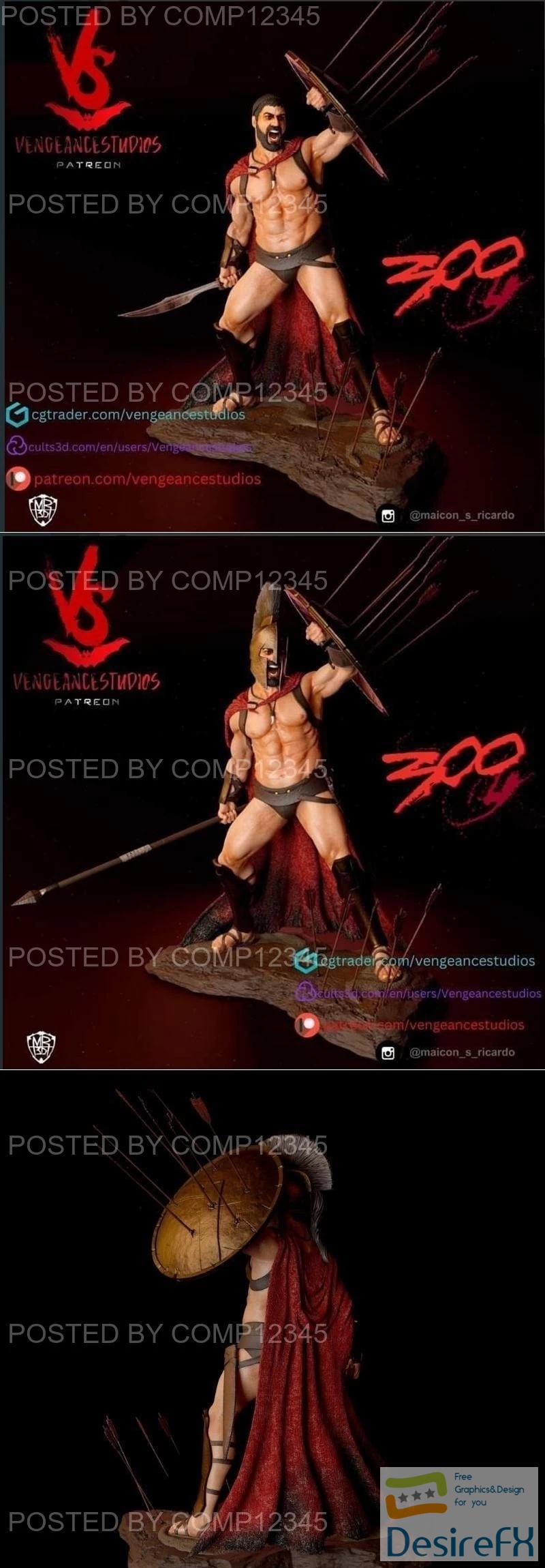 Vengeancestudios - Leonidas 300 3D Print