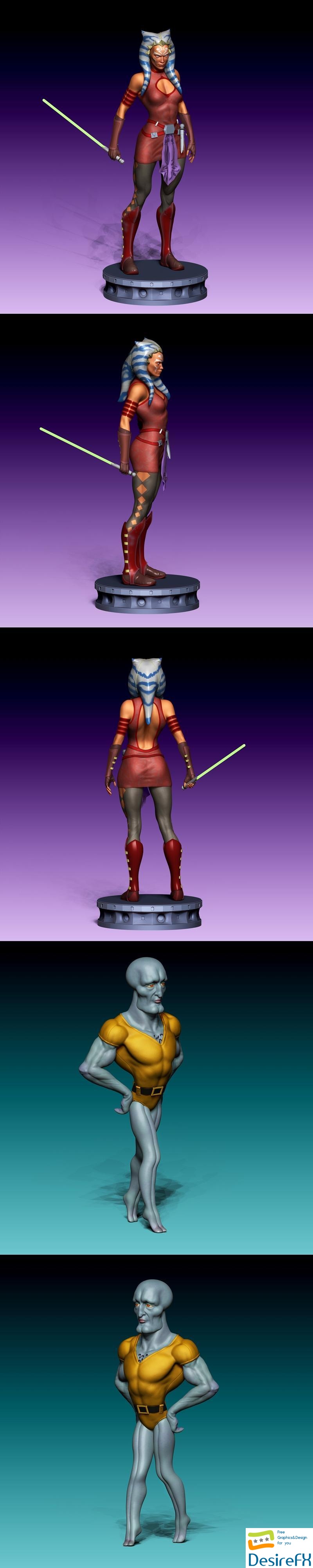 Download Ahsoka Tano from Star Wars and Handsome Squidward 3D Print ...