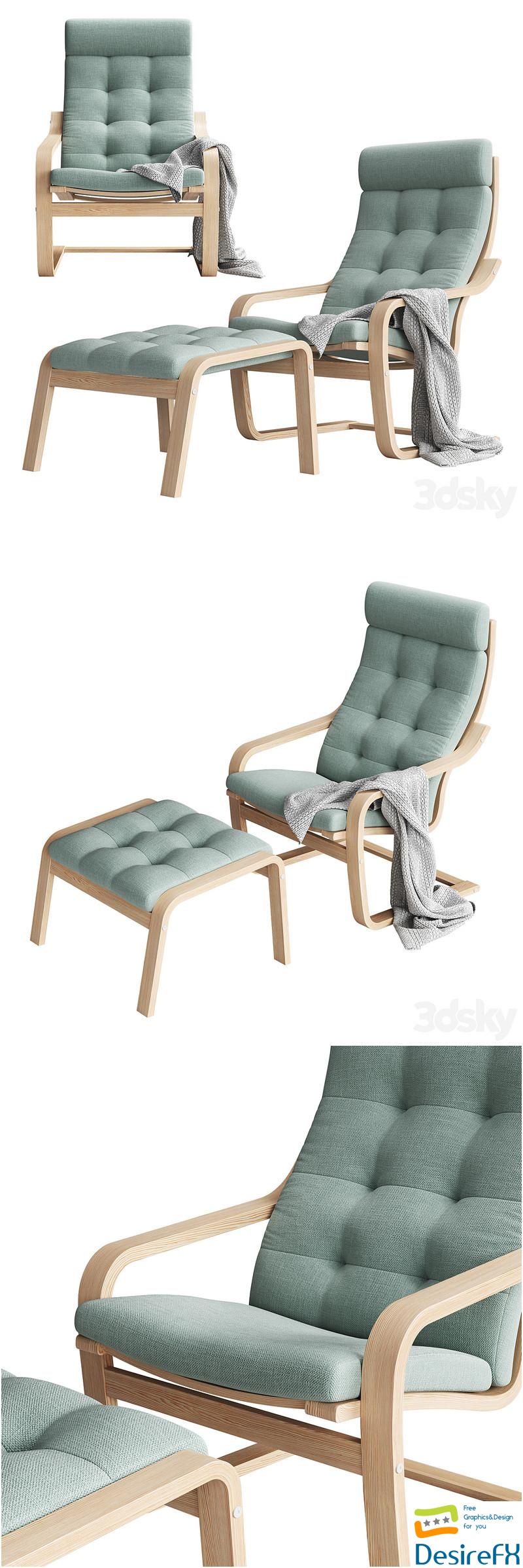 Download Armchair POANG By IKEA 3D Model DesireFX COM   Armchair Poang By Ikea 3d Model 6f292cf 