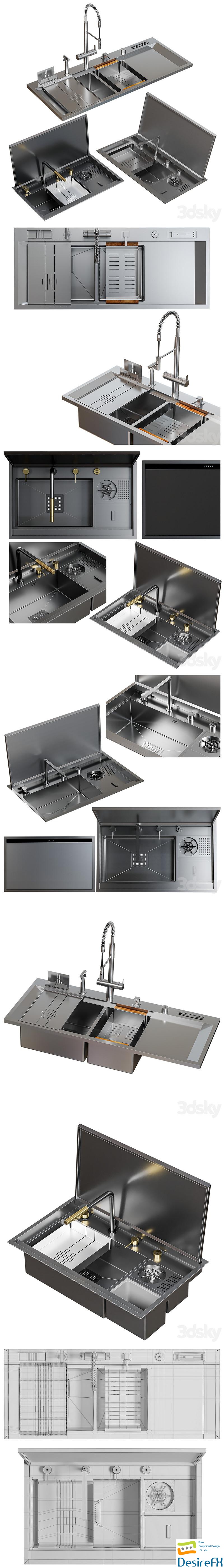 Download Asras sink set 3D Model - DesireFX.COM