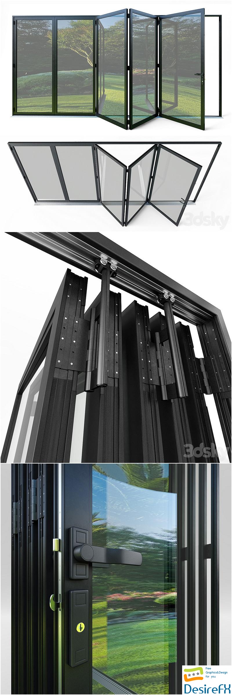 Bi folding doors 3D Model