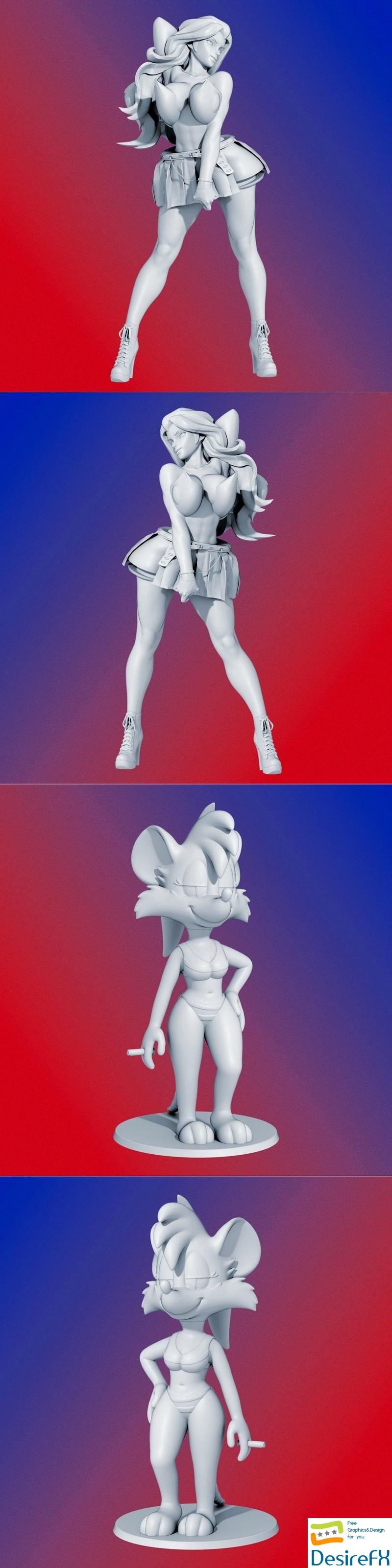 Ritatrixie and Rubella Rat With Bikini Tiny Toons Adventures 3D Print