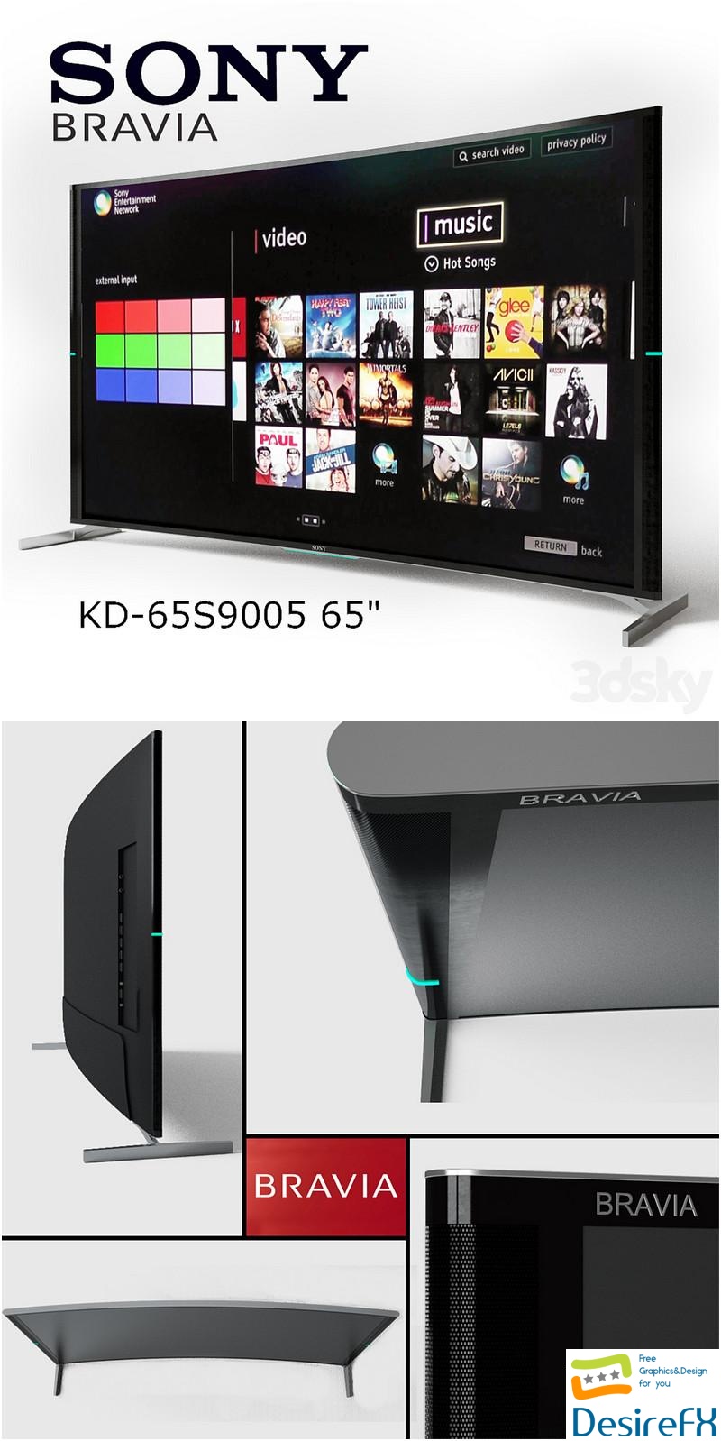 TV Sony Bravia KD-65S9005B 65 3D Model