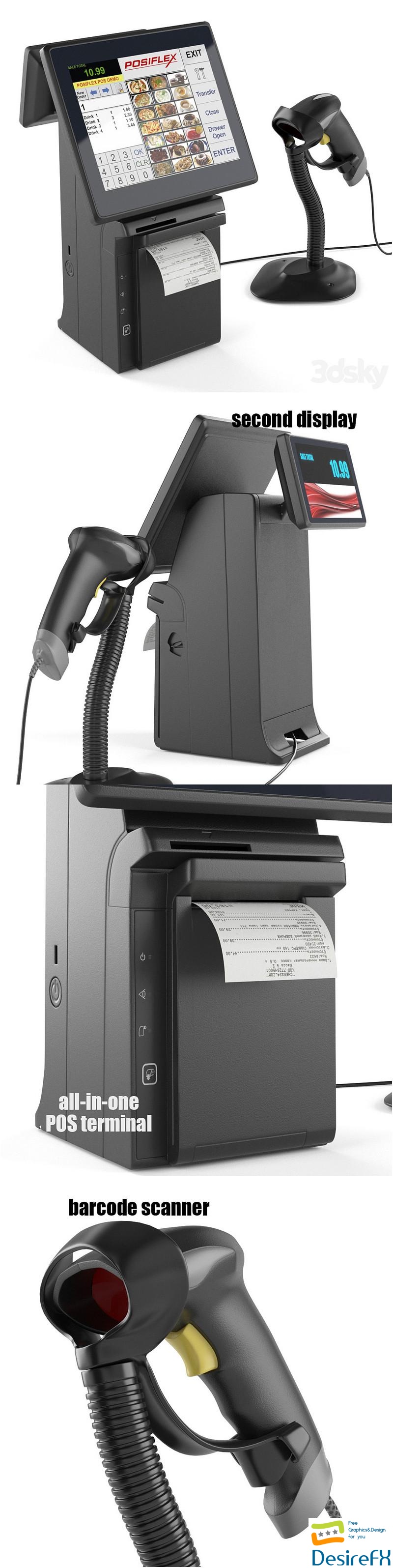 All-in-one POS terminal Posiflex HS2310 3D Model