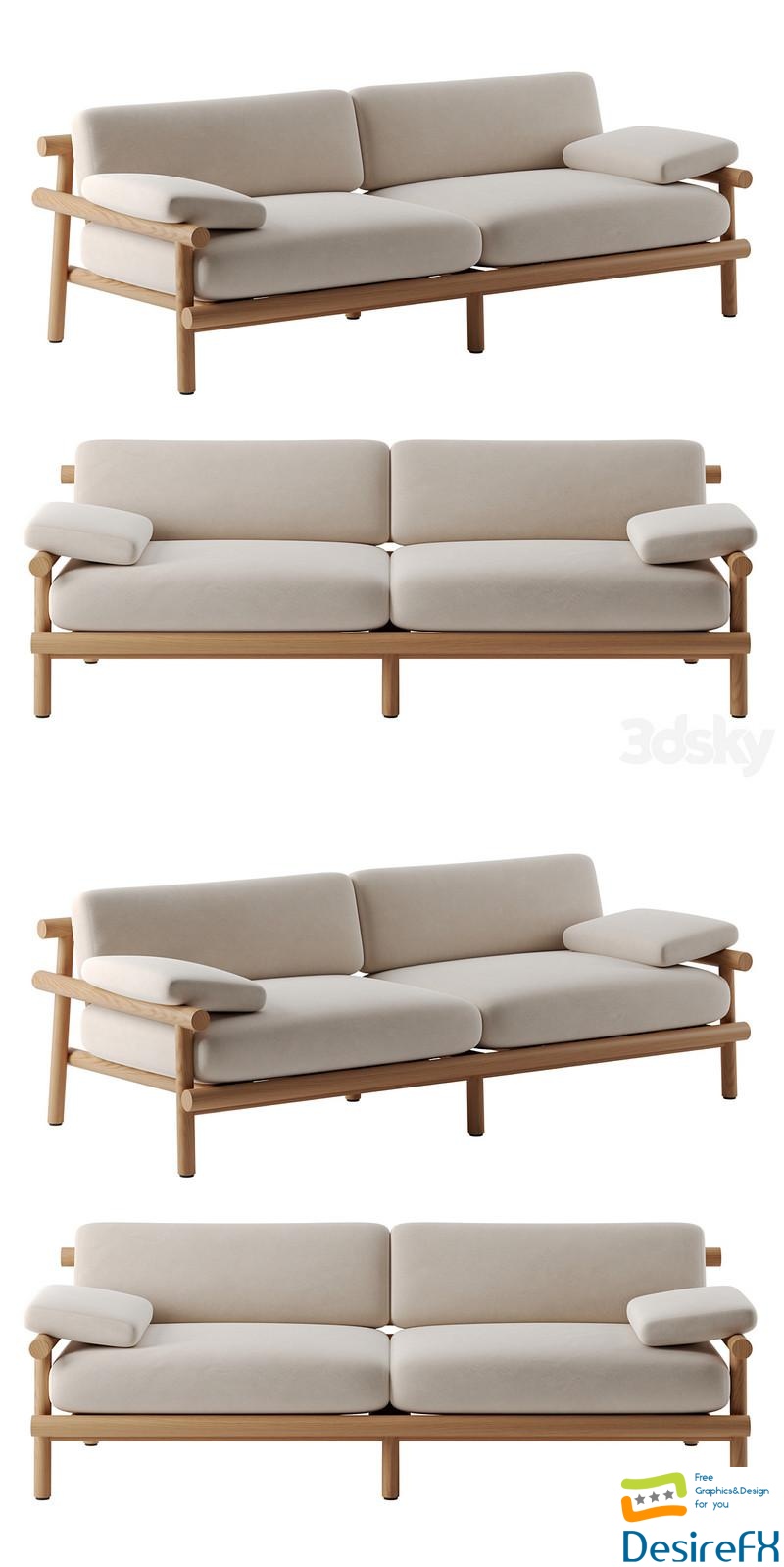 Download Ayana Sofa By B&B Italia 3D Model - DesireFX.COM