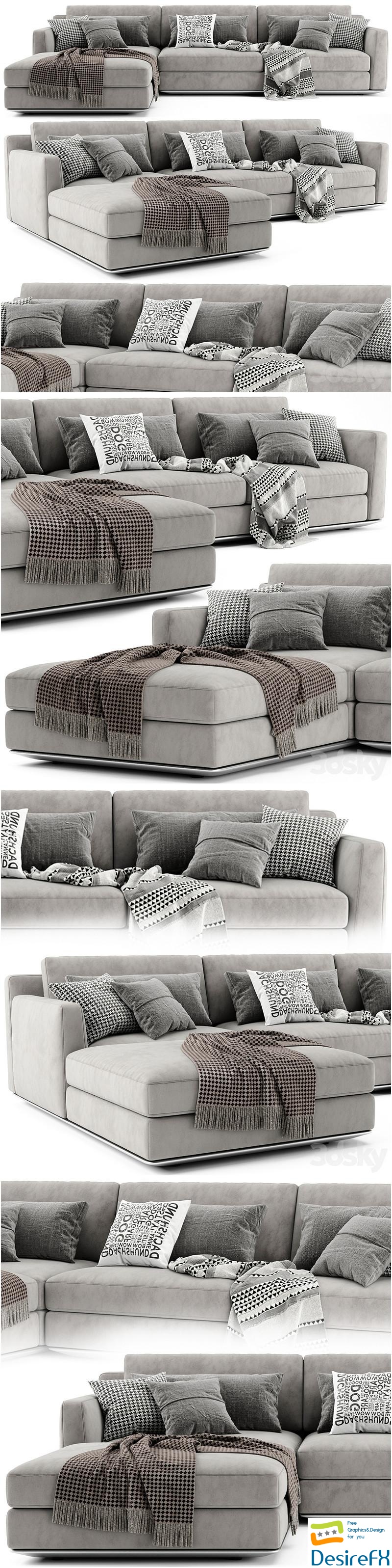 Horm Ellington Chaise Longue Sofa 002 3D Model