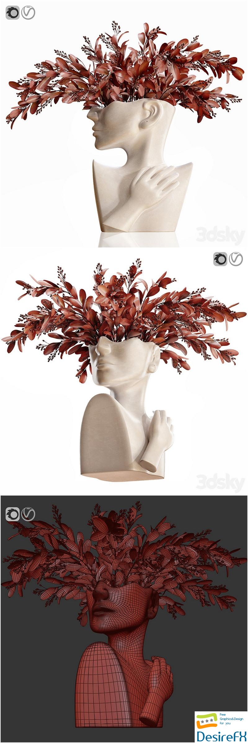 Human face art vase 3D Model