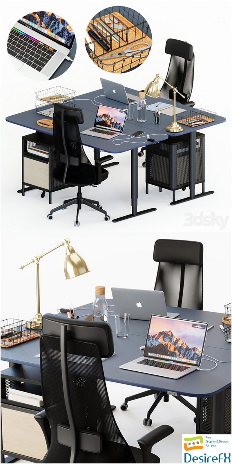 Ikea Bekant workplace part 1 3D Model