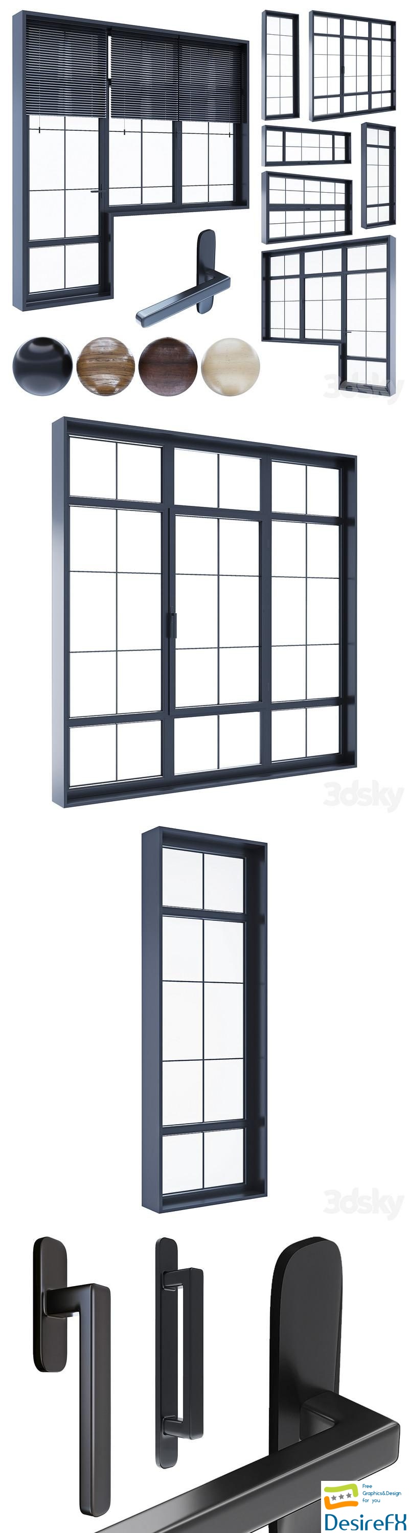 Modern windows 3 3D Model