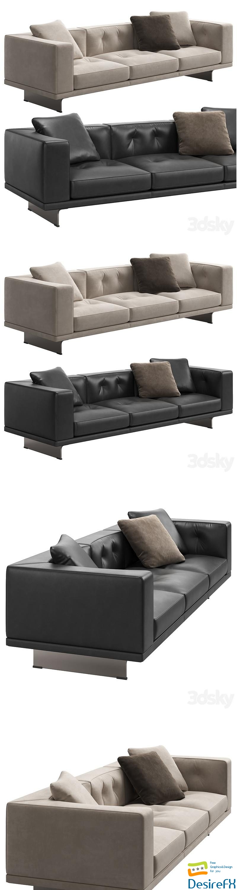 Sofa Dylan Small by Minotti 3D Model