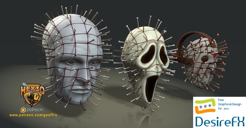Hex3D - Pinhead Mask Pack Uncut Versions 3D Print
