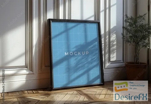 Adobestock - Big Black Frame Mockup With Generative ai 795221122