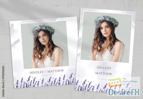 Adobestock - Lavender Wedding Photo Card Template 793916831