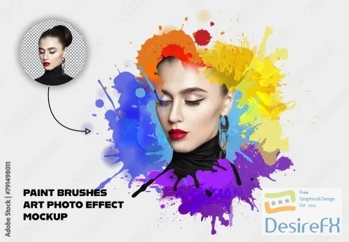 Adobestock - Paint Brushes Art Photo Effect Mockup 791498011