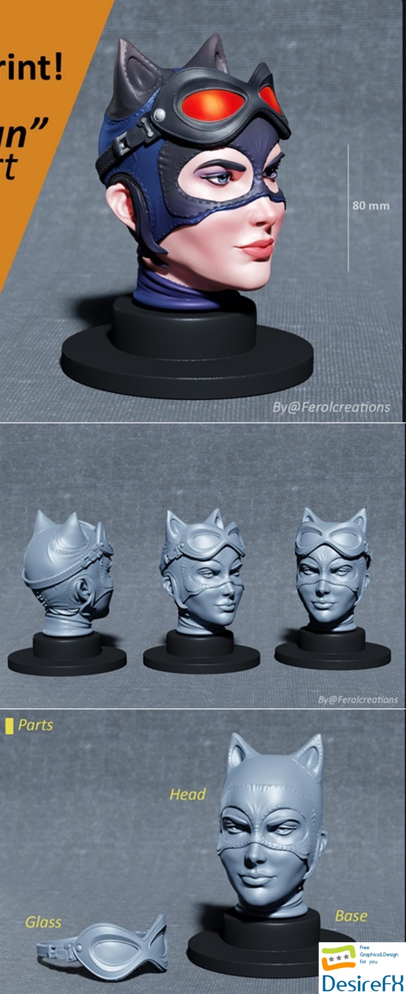 Artstation Catwoman Bust 3D Print