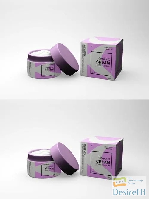 Cosmetic Cream & Box Mockup