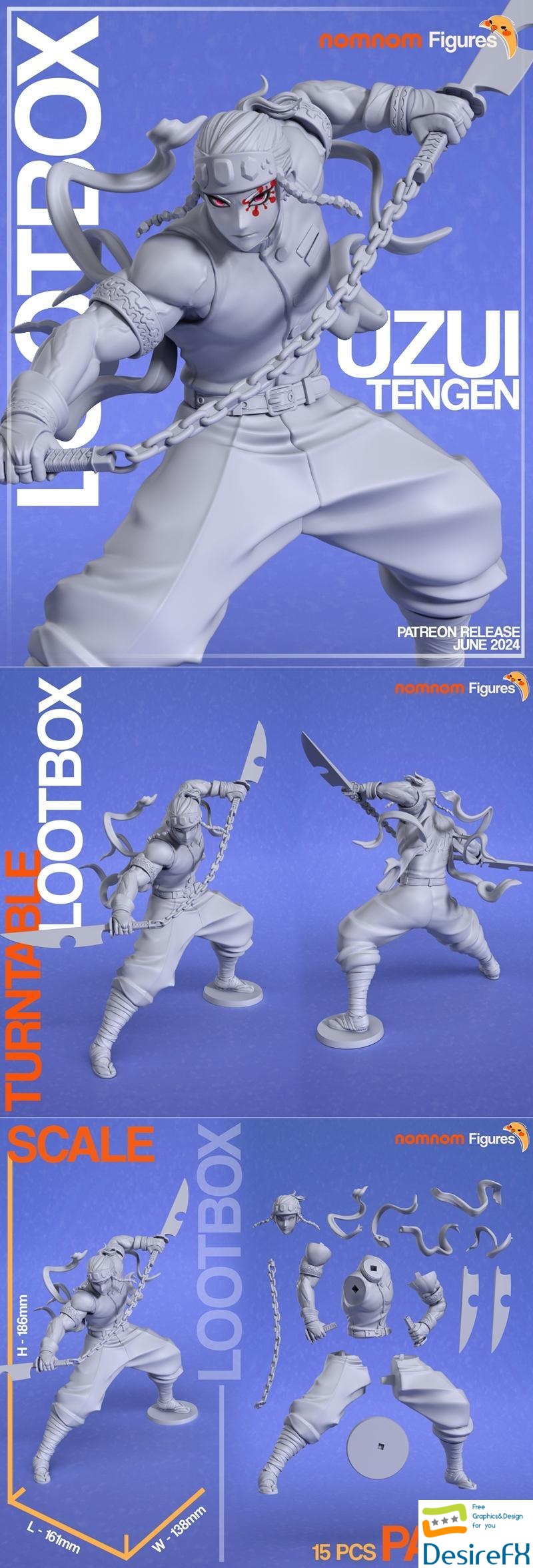 Nomnom Figures - LOOTBOX Uzui Tengen from Demon Slayer 3D Print
