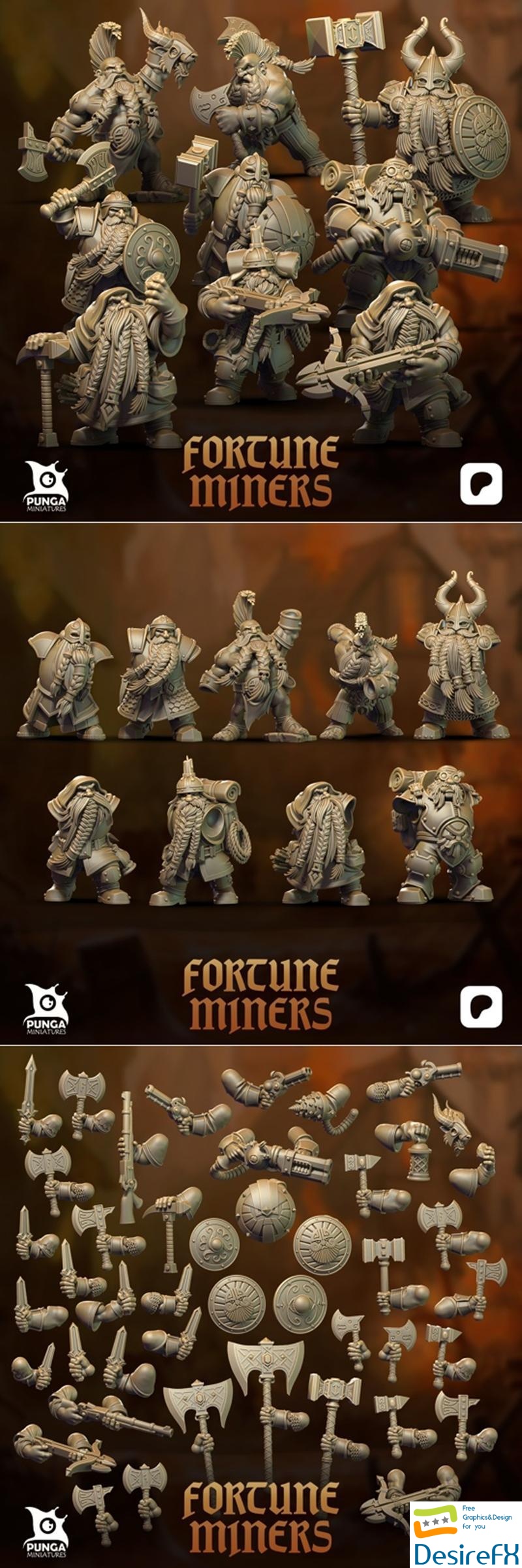 Punga Miniatures - Fortune Miners 3D Print
