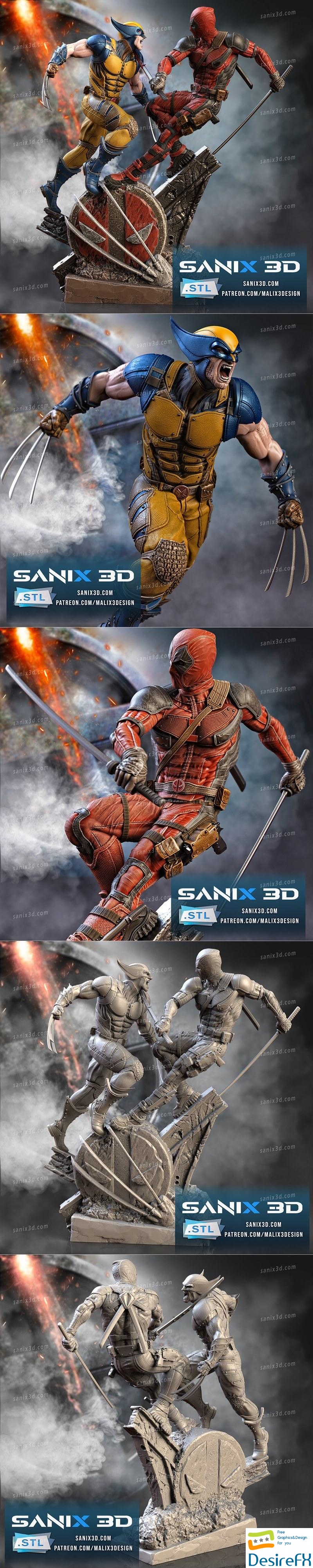 Sanix - Deadpool vs. Wolverine 3D Print