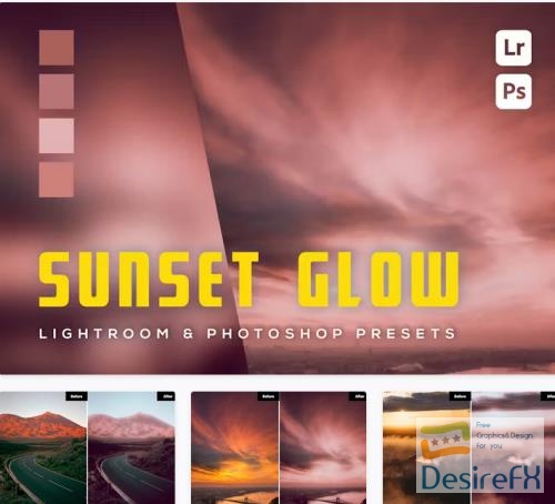 6 Sunset Glow Lightroom and Photoshop Presets - CSCH7RK