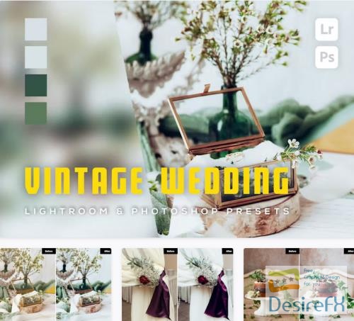 6 Vintage wedding Lightroom and Photoshop Presets - 4S5UD3Y